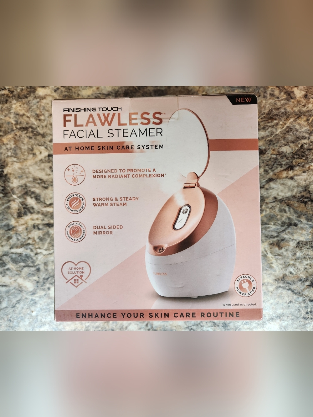 Finishing Touch Flawless Facial Steamer Dual Sided Mirror Electric NWT